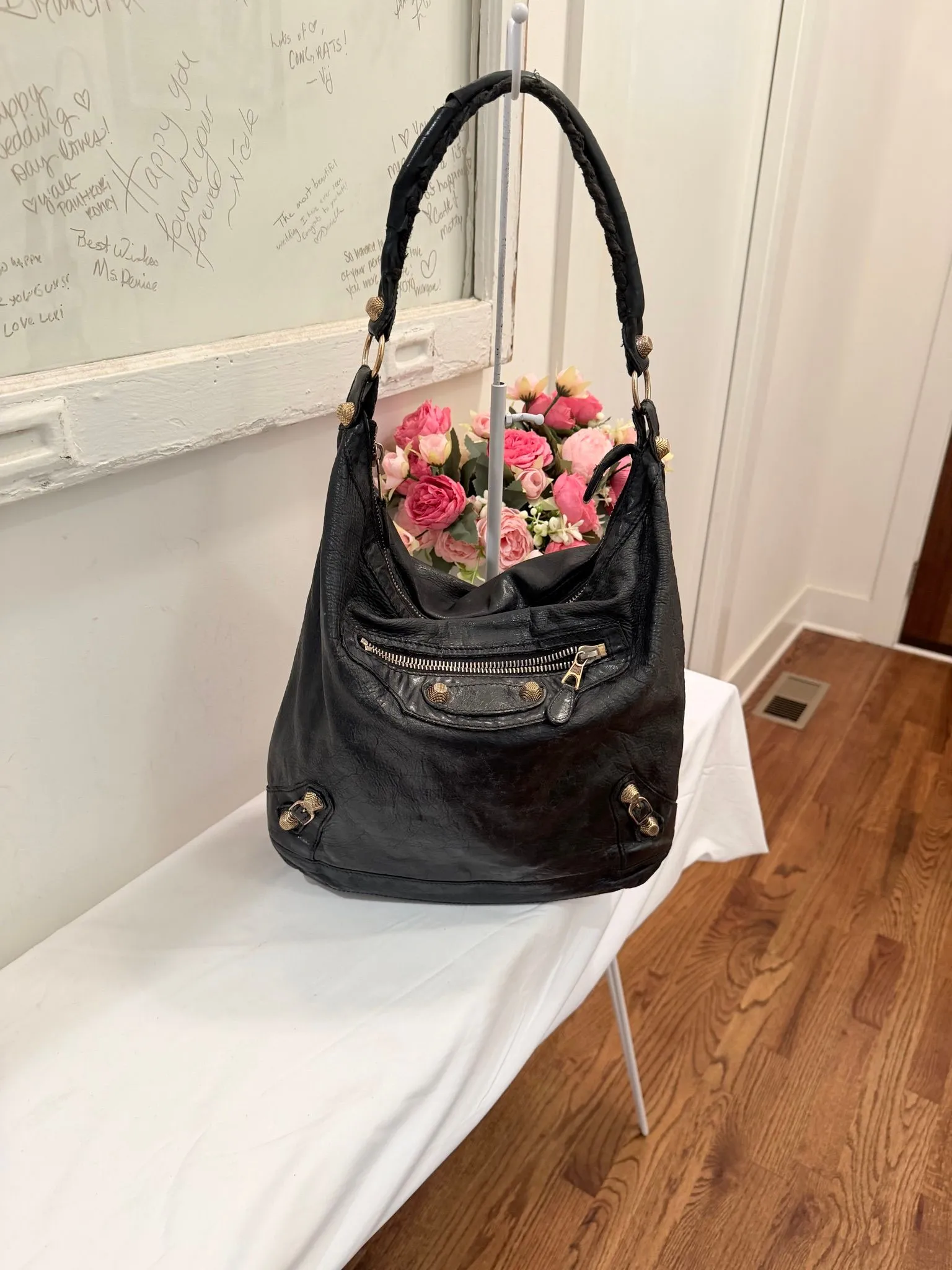 Authenticated Black Balenciaga Hobo Shoulder Bag — pre-owned luxury designer bag | LaceLuxx